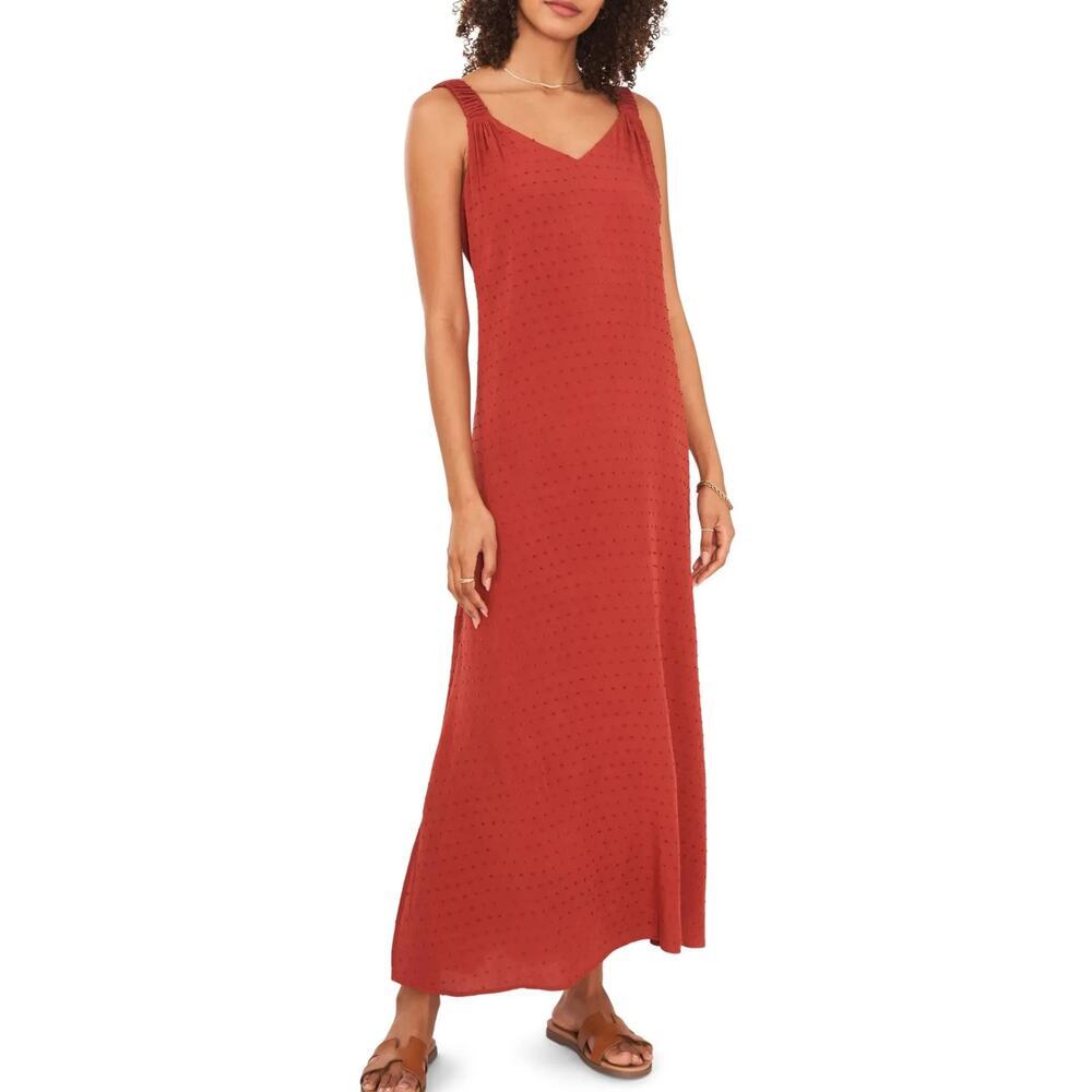 Vince Camuto‎ Boho Beachy Clip-Dot V-Neck Maxi Pullover Dress Women's Sz XS